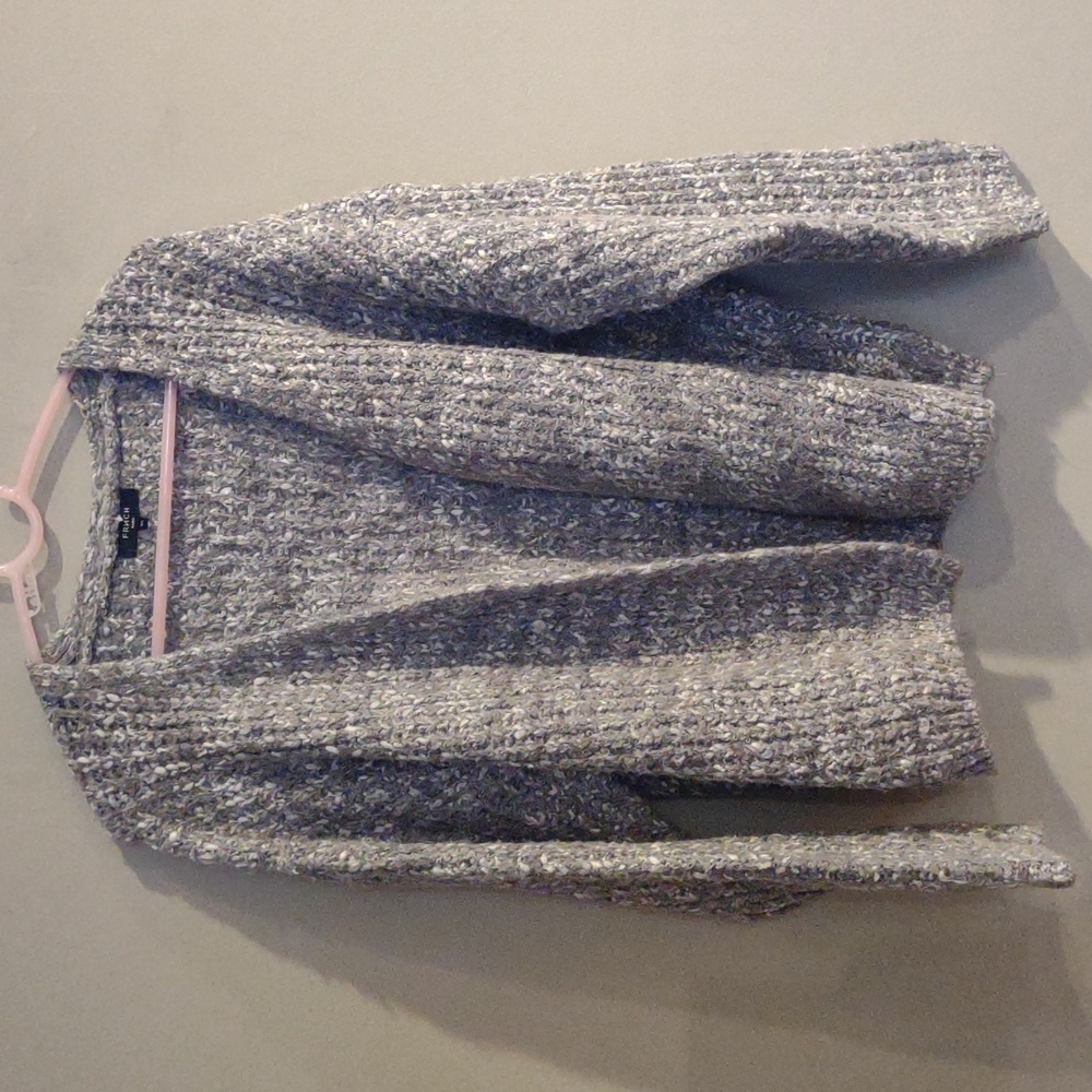 FRNCH women's M/L chunky knit gray open front cardigan‎